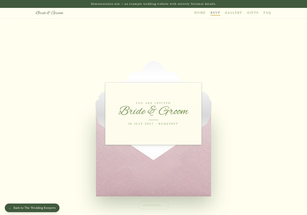 Preview of the demo RSVP form